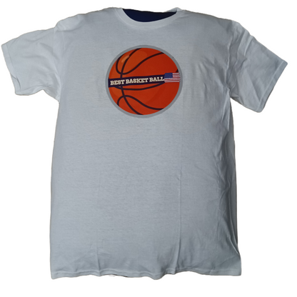 Summer White T-shirts Basketball logo print.