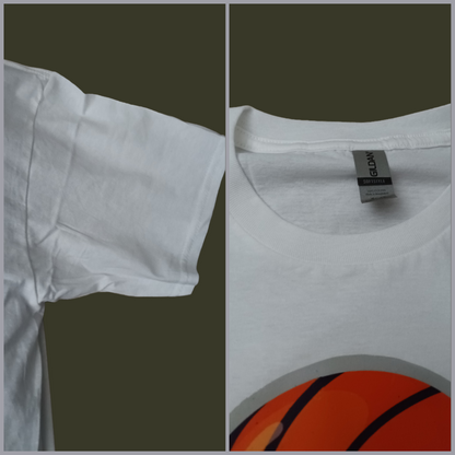 Summer White T-shirts Basketball logo print.