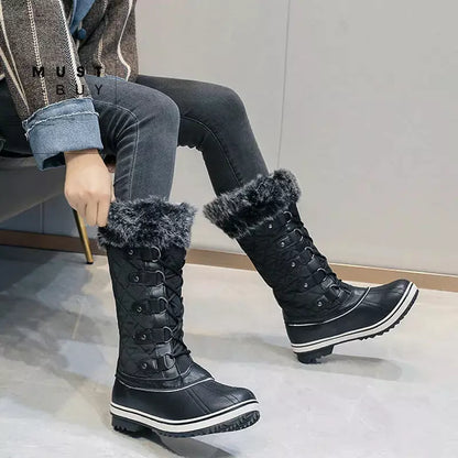 Winter Boots Women Snow Boots Winter Shoes Warm Thick Fur Non-slip Waterproof High Boots Woman Shoes Big Size 36-42.