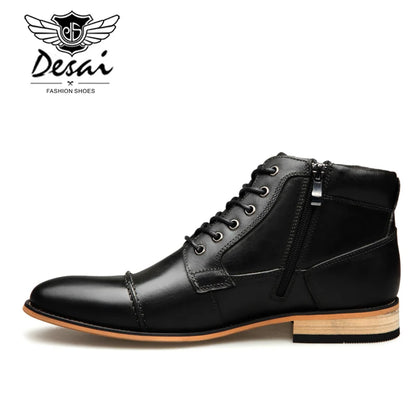 New men’s Shoes Winter New Men's Casual High-Top Shoes Genuine Leather Boots High Boots Oxfords Men's Large Size Shoes 7.5-13