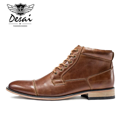 New men’s Shoes Winter New Men's Casual High-Top Shoes Genuine Leather Boots High Boots Oxfords Men's Large Size Shoes 7.5-13