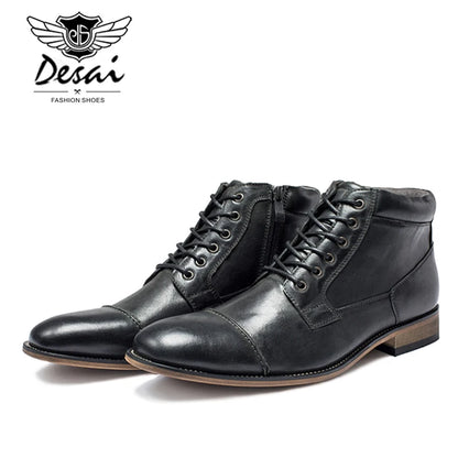 New men’s Shoes Winter New Men's Casual High-Top Shoes Genuine Leather Boots High Boots Oxfords Men's Large Size Shoes 7.5-13