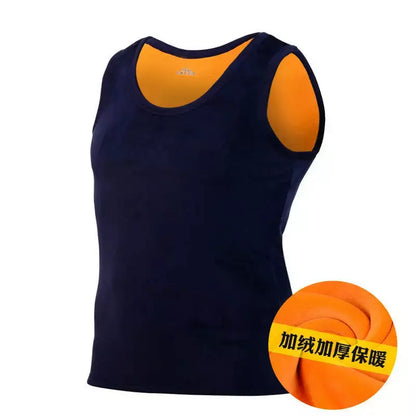 Winter warm top vest Gold velvet plus velvet thick warm vest men's cotton slim-fit base thermal underwear vest.