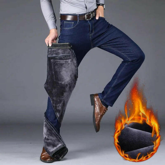 Winter warm jean pants for men