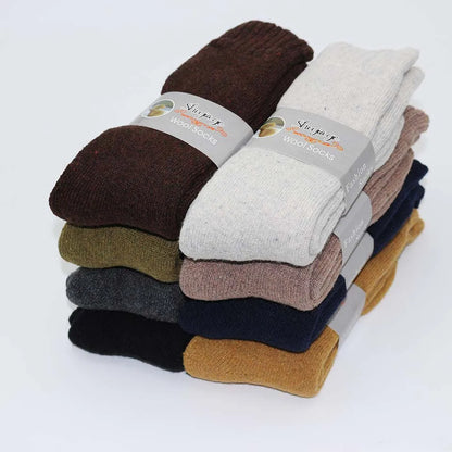 Winter Men's Merino Wool Long Socks Thick Warm Large Size High Quality Harajuku Retro Snow Casual Antifreeze Pure Cashmer 5 Pair