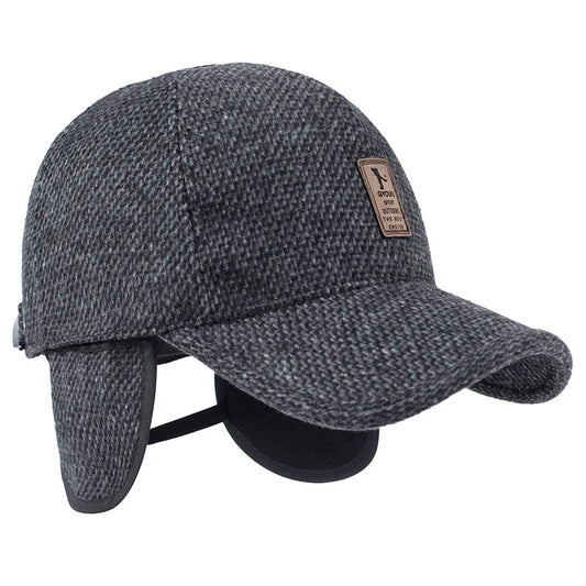 Autumn and winter men's warm cotton hat casual warm earmuffs woolen hat fashion outdoor sports baseball cap