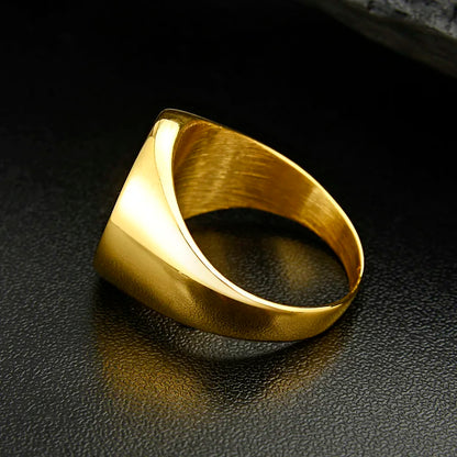 Mens Compass Ring Gold Stainless Steel fashion Navigator Jewelry for Men