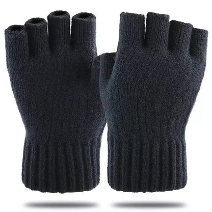 Men's Half Fingerless Gloves Winter Warm Alpaca Wool Fingerless Knitting Glove Adult Thickening Riding Leaking Fingers Gloves.