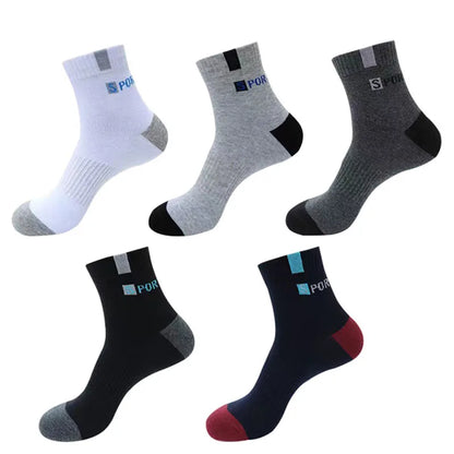 5 Pairs Apring And Fall Mens Sports Socks Summer Leisure Sweat Absorbent Comfortable Thin  Breathable Basketball Meias EU 38-43