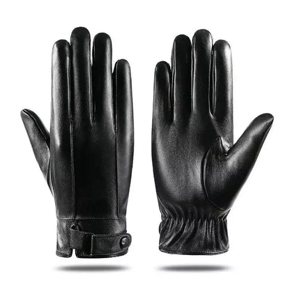 Fleece Leather Gloves Men's Winter Autumn PU Linings Cashmere Warm Sports Male Driving Mittens Waterproof Tactical Glove Guantes.