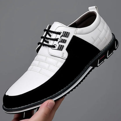 Men Sneakers Shoes Fashion Brand Classic Lace-Up Casual Loafers Pu Leather Shoes Black Breathable Business Men Shoes