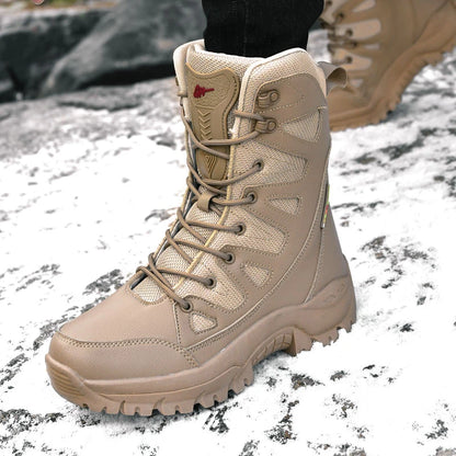 New Waterproof Men's Boots Outdoor Non-slip Men Hiking Boots High Top Winter Men's Motorcycle Boots Rubber Men Work Desert Boots