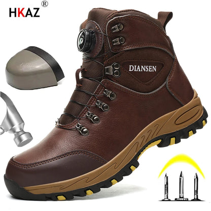 Rotating Button Safety  Puncture-Proof Protective Shoes Work Boots Steel Toe