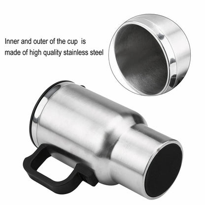 Stainless Steel Vehicle Heating Cup 450ml Electric Car Kettle for Camping Travel Coffee Milk Thermal Mug