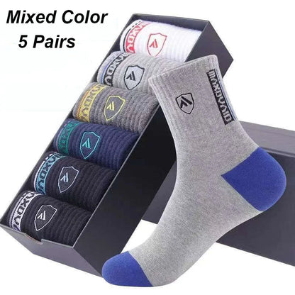 5 Pairs Apring And Fall Mens Sports Socks Summer Leisure Sweat Absorbent Comfortable Thin  Breathable Basketball Meias EU 38-43