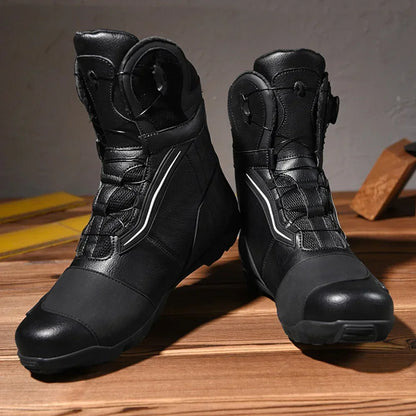 Motorcycle Men Boots Racing Shoes Riding Breathable Soft Boots Durable Off-road Motorbike Anti-kick protection Black Equipment