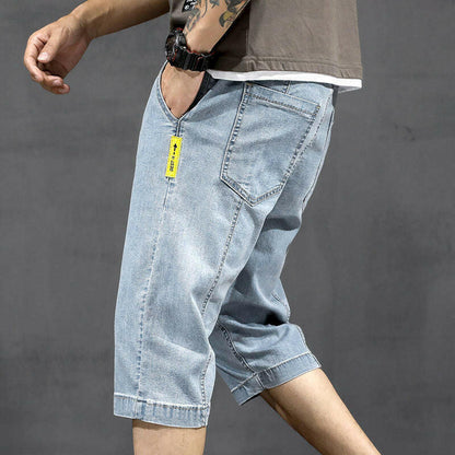 Men Fashion Baggy Cargo Jean Shorts Mens Mult Pockets Boardshorts Shorts Denim Overall Breeches Loose Shorts Jeans For Men.