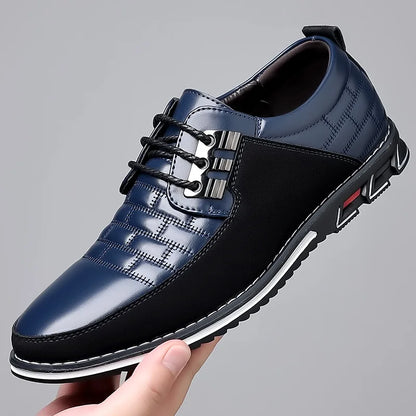 Men Sneakers Shoes Fashion Brand Classic Lace-Up Casual Loafers Pu Leather Shoes Black Breathable Business Men Shoes