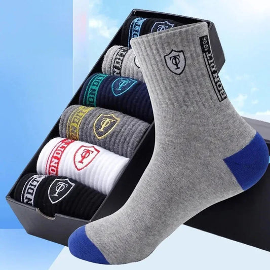 5 Pairs Apring And Fall Mens Sports Socks Summer Leisure Sweat Absorbent.