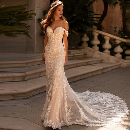 Bride Gowns With Train Backless Button Robe De Mariée