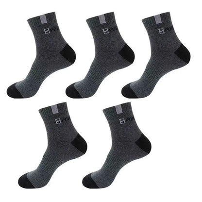 5 Pairs Apring And Fall Mens Sports Socks Summer Leisure Sweat Absorbent Comfortable Thin  Breathable Basketball Meias EU 38-43