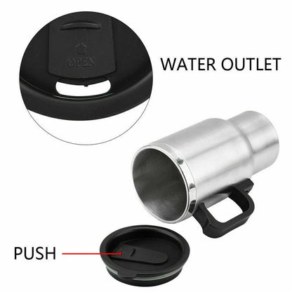 Stainless Steel Vehicle Heating Cup 450ml Electric Car Kettle for Camping Travel Coffee Milk Thermal Mug