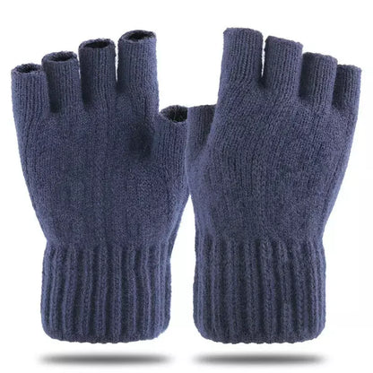 Men's Half Fingerless Gloves Winter Warm Alpaca Wool Fingerless Knitting Glove Adult Thickening Riding Leaking Fingers Gloves.