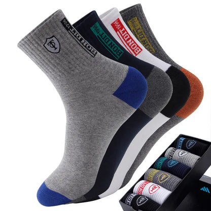 5 Pairs Apring And Fall Mens Sports Socks Summer Leisure Sweat Absorbent Comfortable Thin  Breathable Basketball Meias EU 38-43