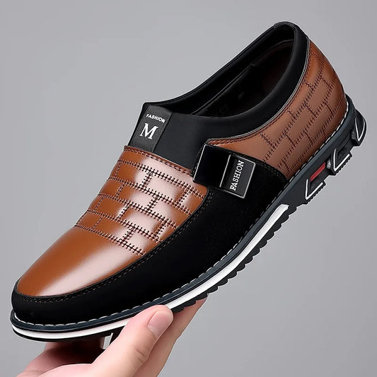 Fashion Men Leather Shoes Daily Office Loafers Lightweight Comfortable Soft Driving Walking Shoes.