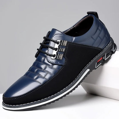 Men Sneakers Shoes Fashion Brand Classic Lace-Up Casual Loafers Pu Leather Shoes Black Breathable Business Men Shoes