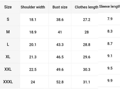 size guide for breathable TOPS