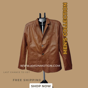 Blazer Leather Button Jacket for Men.