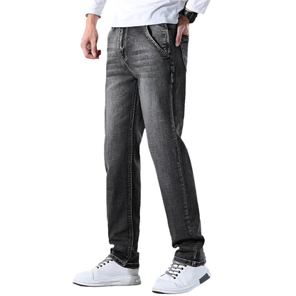 Fit Stretch Denim Pants Fashion Casual Slim Trousers Men Brand