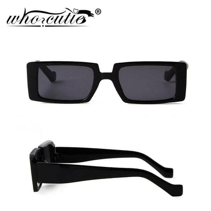 WHO CUTIE Trendy Rectangle Sunglasses Women 2020 Brand Design Black Thick Frame Fashion 90s Cool Sun Glasses Shades Female S186B.