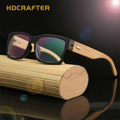 HDCRAFTER Wooden Eyeglasses Frames Men Oversized Bamboo Glasses Frame Rectangle Spectacles Reading Optical Glasses Frames.