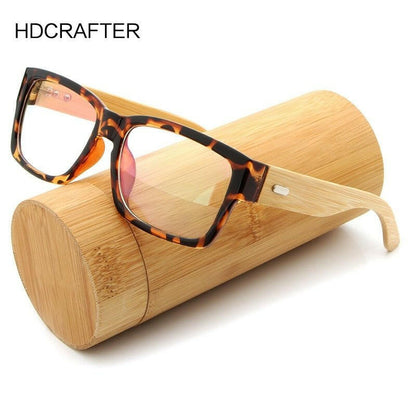 HDCRAFTER Wooden Eyeglasses Frames Men Oversized Bamboo Glasses Frame Rectangle Spectacles Reading Optical Glasses Frames.