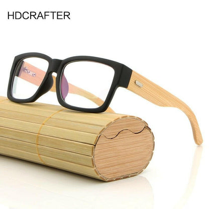 HDCRAFTER Wooden Eyeglasses Frames Men Oversized Bamboo Glasses Frame Rectangle Spectacles Reading Optical Glasses Frames.