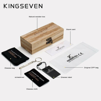 KINGSEVEN High Quality Natural Zebra Wood Temple+Alloy Frame Men Sunglasses Women UV400 Sun Glasses HD Polarized Lens Eyewear.