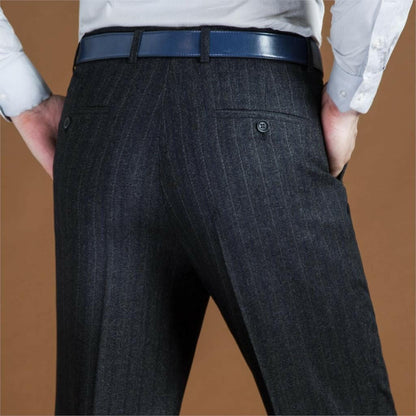 High Waist Wool Men Pants Classic Straight Loose Pleated Black Suit Pant For Men Formal Trousers Men Size 42 44.