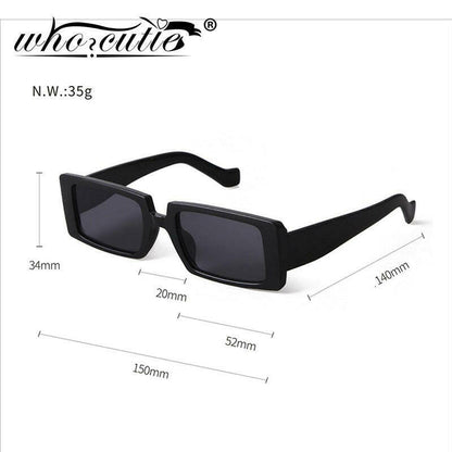 WHO CUTIE Trendy Rectangle Sunglasses Women 2020 Brand Design Black Thick Frame Fashion 90s Cool Sun Glasses Shades Female S186B.