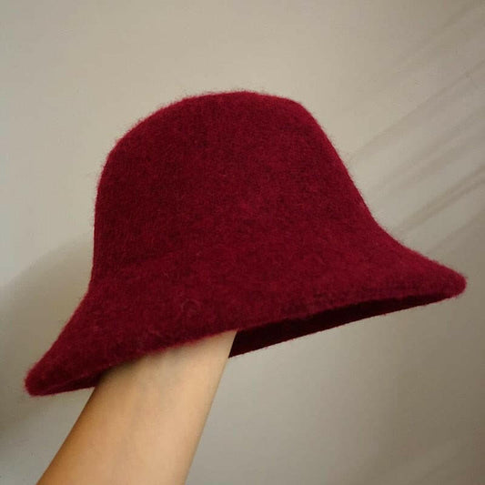 Autumn Winter Wool Bucket Hat Women Fashion Vintage Fisherman Hats Versatile Cap Spring Felt Hat 6 Colors Foldable.