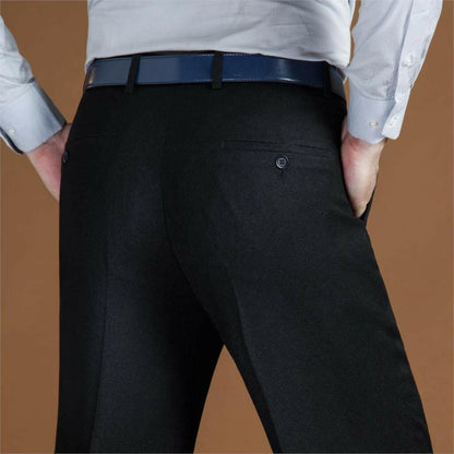 High Waist Wool Men Pants Classic Straight Loose Pleated Black Suit Pant For Men Formal Trousers Men Size 42 44.