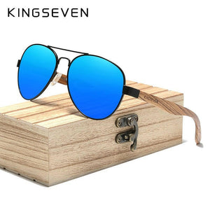 KINGSEVEN High Quality Natural Zebra Wood Temple+Alloy Frame Men Sunglasses Women UV400 Sun Glasses HD Polarized Lens Eyewear.
