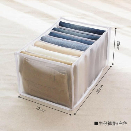 Jeans Compartment Storage Box Closet Clothes Drawer Mesh Separation Box Stacking Pants Drawer Divider Can Washed Home Organizer.