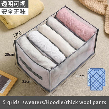 Jeans Compartment Storage Box Closet Clothes Drawer Mesh Separation Box Stacking Pants Drawer Divider Can Washed Home Organizer.