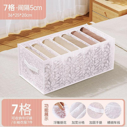 Jeans Compartment Storage Box Closet Clothes Drawer Mesh Separation Box Stacking Pants Drawer Divider Can Washed Home Organizer.