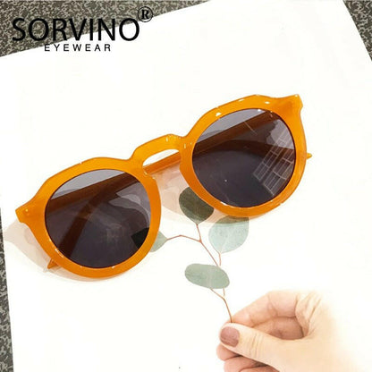 SORVINO Retro Round Cat Eye Sunglasses Women Luxury Brand 90s Designer Orange Pink Mirror Circle Cateye Sun Glasses Shades SP326.