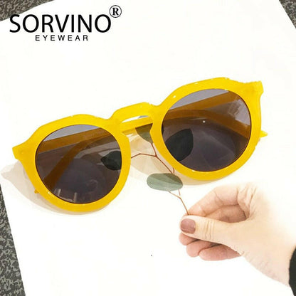 SORVINO Retro Round Cat Eye Sunglasses Women Luxury Brand 90s Designer Orange Pink Mirror Circle Cateye Sun Glasses Shades SP326.