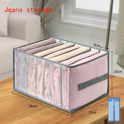 Jeans Compartment Storage Box Closet Clothes Drawer Mesh Separation Box Stacking Pants Drawer Divider Can Washed Home Organizer.