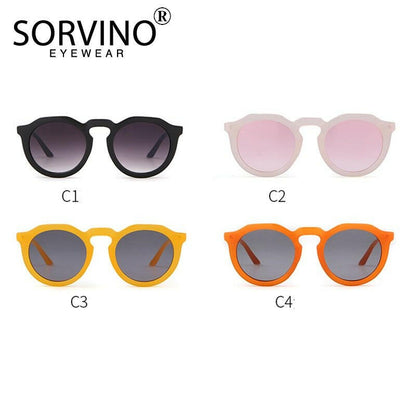 SORVINO Retro Round Cat Eye Sunglasses Women Luxury Brand 90s Designer Orange Pink Mirror Circle Cateye Sun Glasses Shades SP326.